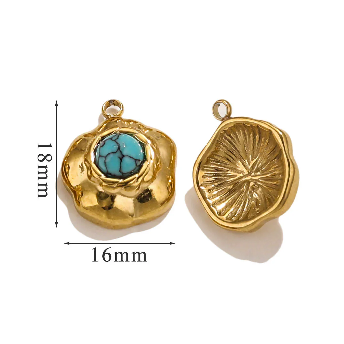 Retro Geometric Jewelry Accessories Titanium Steel And Stainless Steel With Natural Stone Flower Shape Electroplated 18K Gold - Image 9