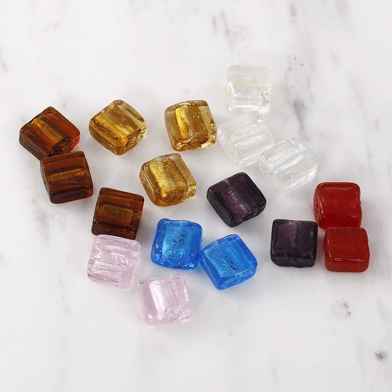Retro Glass And Glaze Square Straight Hole Beads For Diy Earrings Necklaces And Bracelets