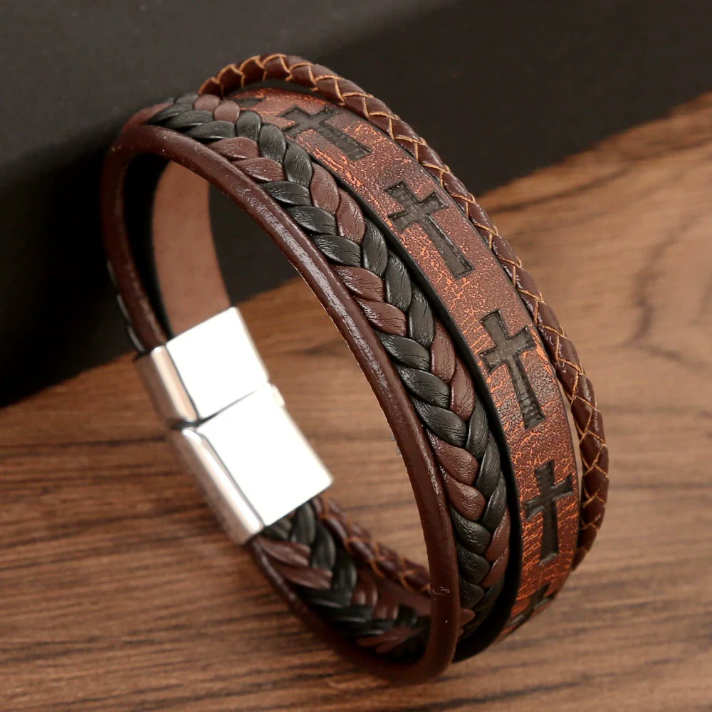 Retro Handmade Leather Braided Bracelets With Alloy Buckle And Electroplating For Men And Women - Image 4