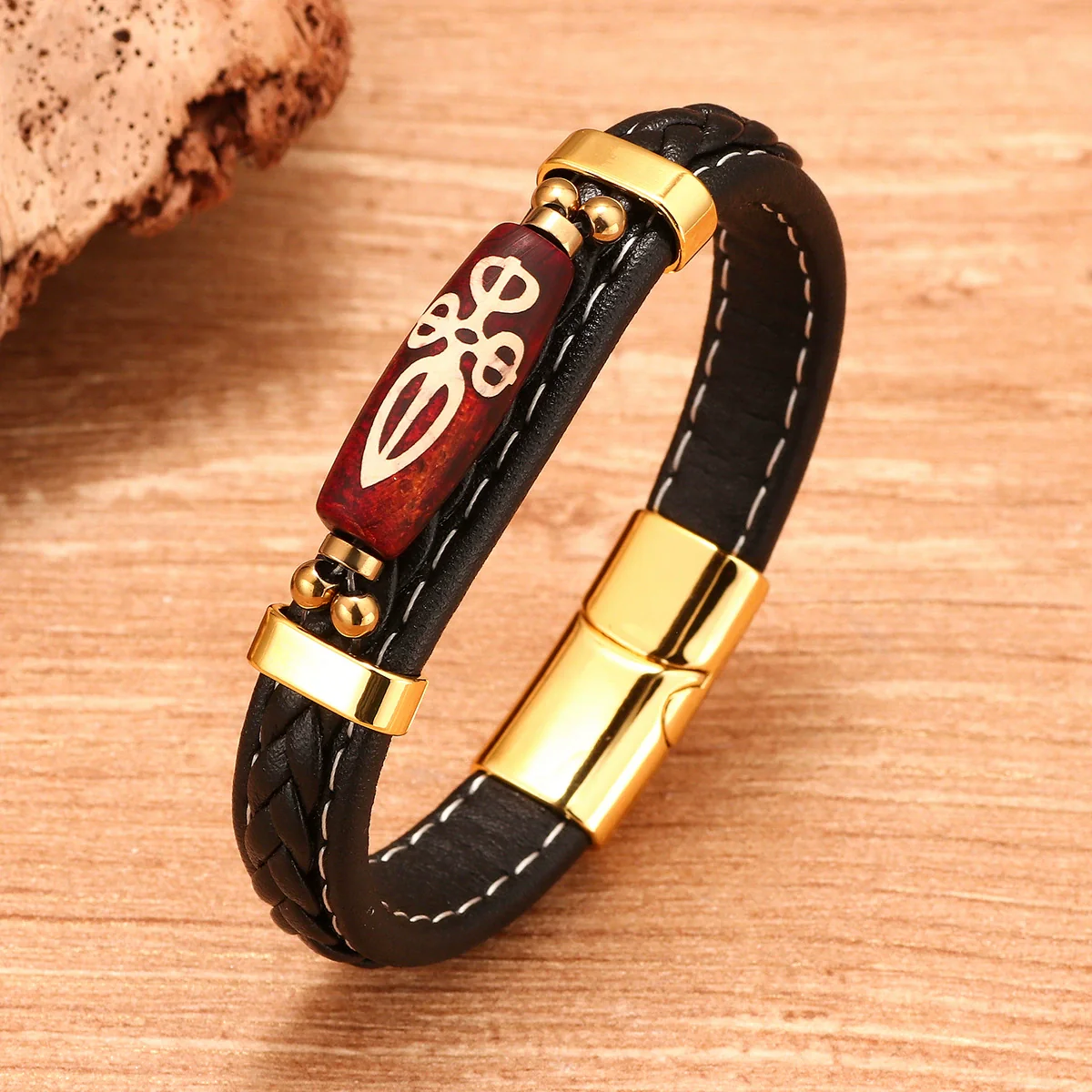 Retro Handwoven Alloy Leather Bracelet With Letters Numbers Text Electroplating For Men And Women - Image 2
