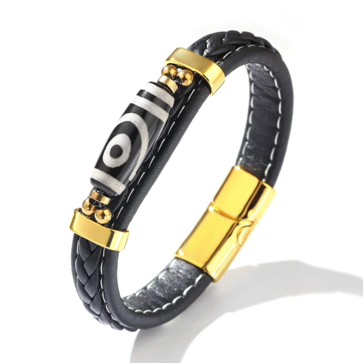 Retro Handwoven Alloy Leather Bracelet With Letters Numbers Text Electroplating For Men And Women - Image 5