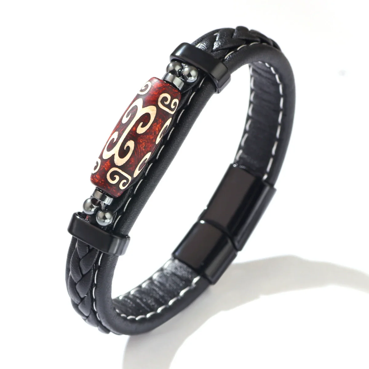 Retro Handwoven Alloy Leather Bracelet With Letters Numbers Text Electroplating For Men And Women - Image 9