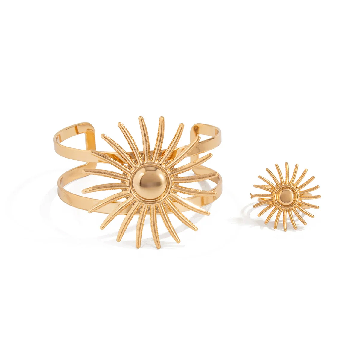 Retro Hollow Sunflower Iron Bracelet For Women With Electroplating - Image 5