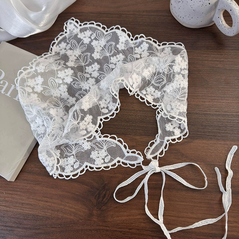 Retro Lace Silk Women's Triangle Headscarf With Floral And Plaid Pattern - Image 13
