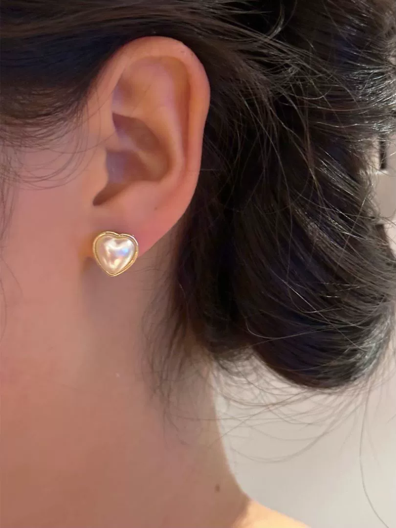 Retro Love Pearl Earrings For Women Zinc Alloy Material With Heart Pattern And Electroplating Process - Image 6