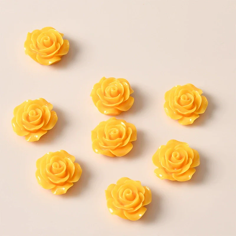 Retro Plastic Resin Oil Painting Rose Camellia Ear Stud Hair Accessories Jewelry - Image 10