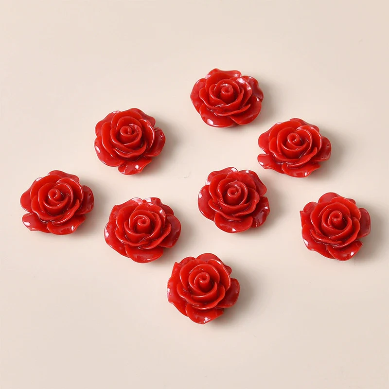 Retro Plastic Resin Oil Painting Rose Camellia Ear Stud Hair Accessories Jewelry - Image 14