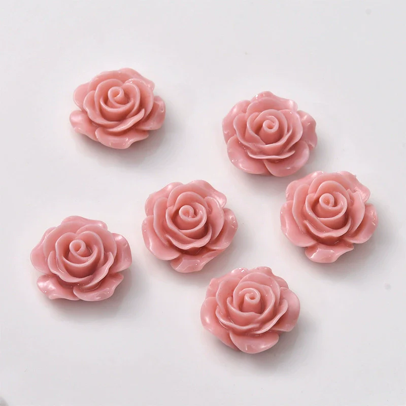 Retro Plastic Resin Oil Painting Rose Camellia Ear Stud Hair Accessories Jewelry - Image 16