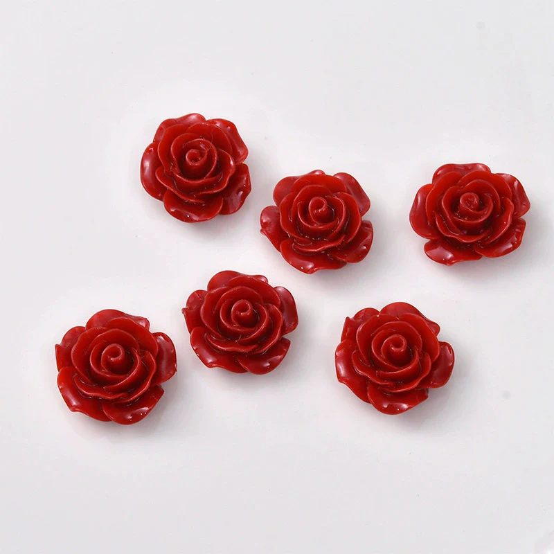 Retro Plastic Resin Oil Painting Rose Camellia Ear Stud Hair Accessories Jewelry - Image 17