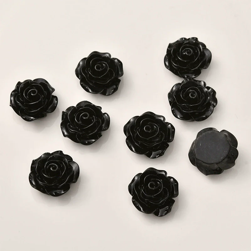 Retro Plastic Resin Oil Painting Rose Camellia Ear Stud Hair Accessories Jewelry - Image 18