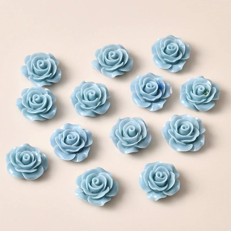 Retro Plastic Resin Oil Painting Rose Camellia Ear Stud Hair Accessories Jewelry - Image 3