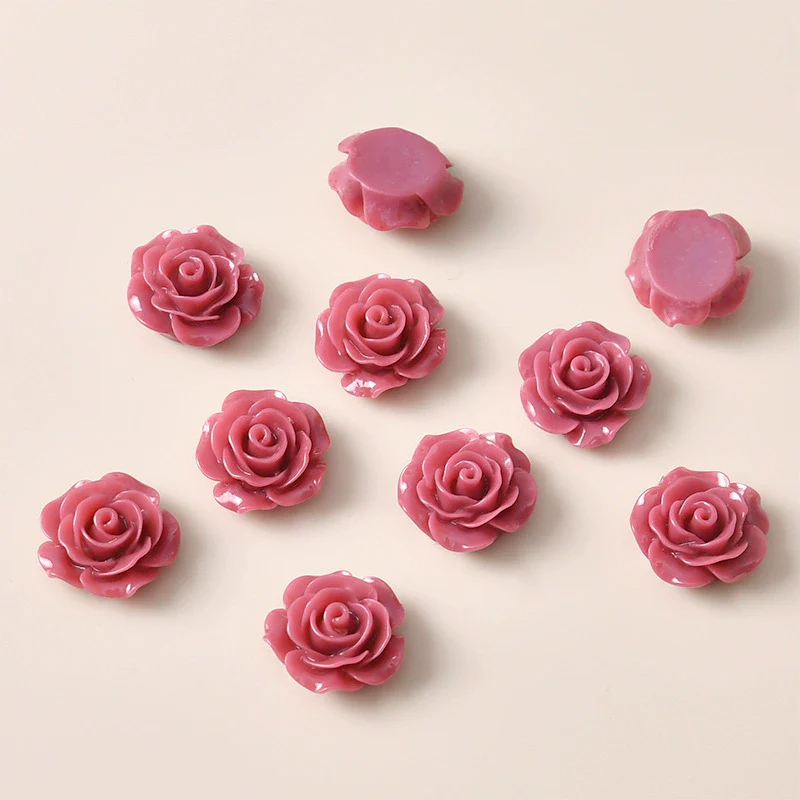 Retro Plastic Resin Oil Painting Rose Camellia Ear Stud Hair Accessories Jewelry - Image 5