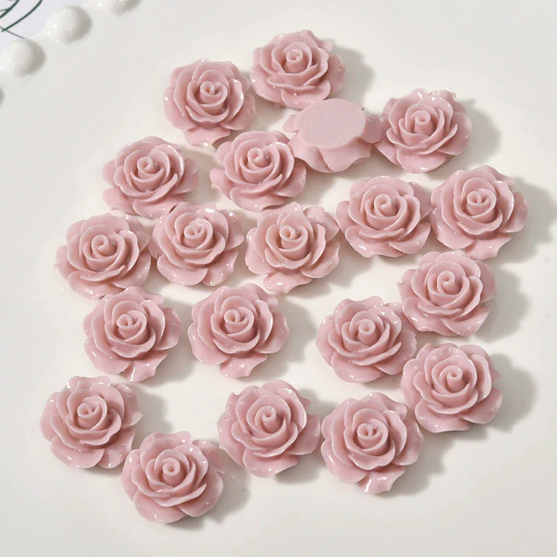 Retro Plastic Resin Oil Painting Rose Camellia Ear Stud Hair Accessories Jewelry - Image 6