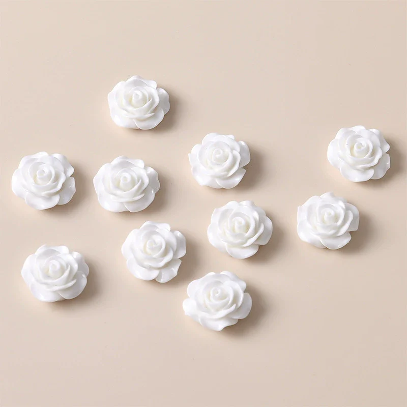 Retro Plastic Resin Oil Painting Rose Camellia Ear Stud Hair Accessories Jewelry - Image 7