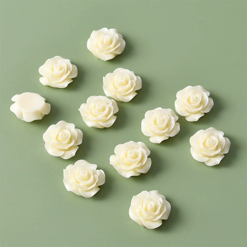 Retro Plastic Resin Oil Painting Rose Camellia Ear Stud Hair Accessories Jewelry - Image 8
