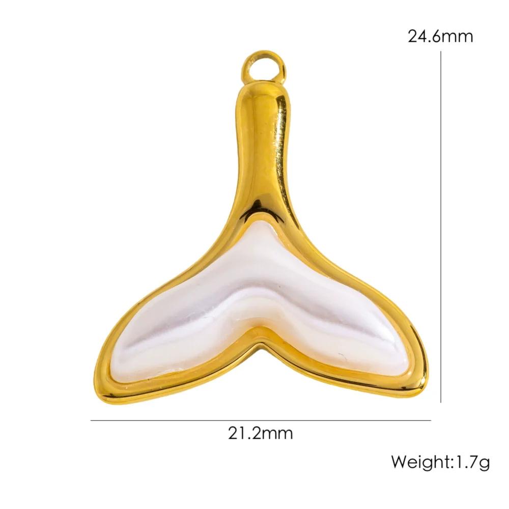 Retro Simple Jewelry Accessories Drop Oilinlaid White Shellfish Natural Stone Zircon Stainless Steel Pendant With Electroplating Process - Image 22
