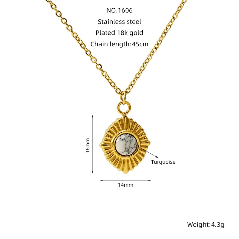 Retro 316L Stainless Steel And 316L Stainless Steel Necklace With Geometric Pendant And Electroplating Treatment For Women - Image 10
