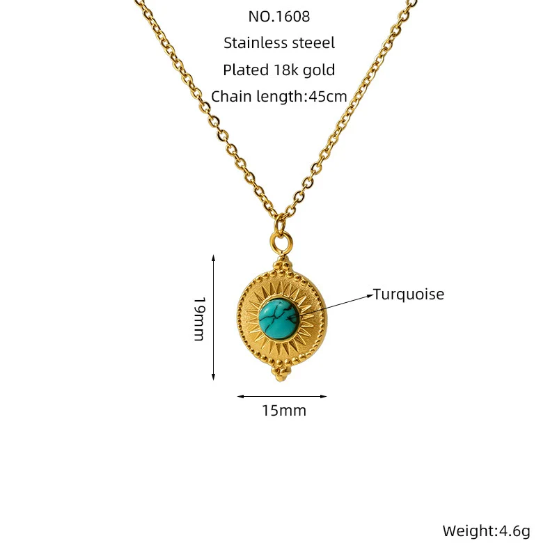 Retro 316L Stainless Steel And 316L Stainless Steel Necklace With Geometric Pendant And Electroplating Treatment For Women - Image 11