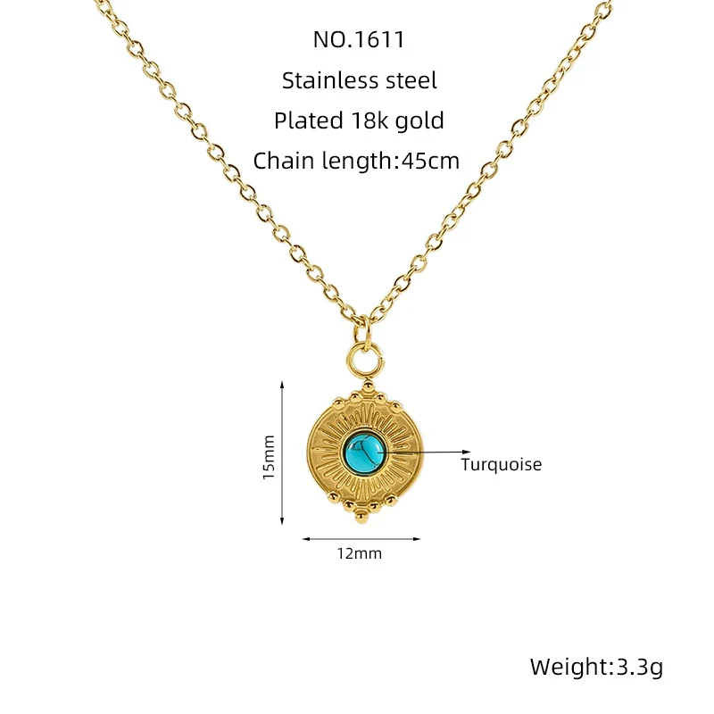 Retro 316L Stainless Steel And 316L Stainless Steel Necklace With Geometric Pendant And Electroplating Treatment For Women - Image 12