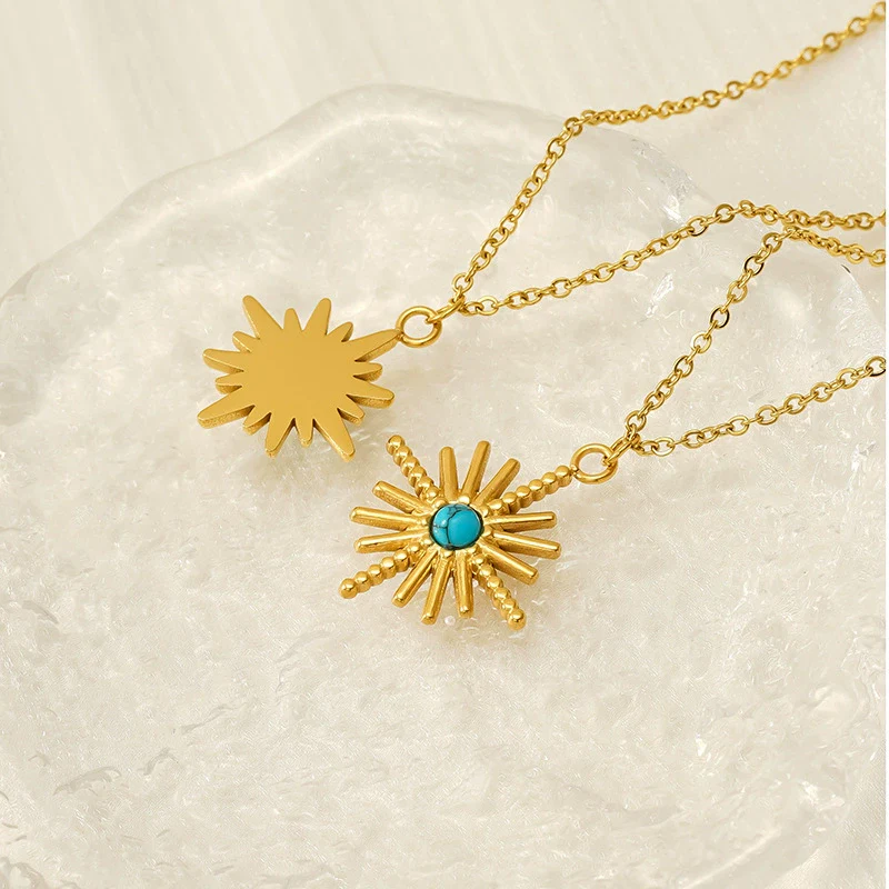 Retro 316L Stainless Steel And 316L Stainless Steel Necklace With Geometric Pendant And Electroplating Treatment For Women - Image 2