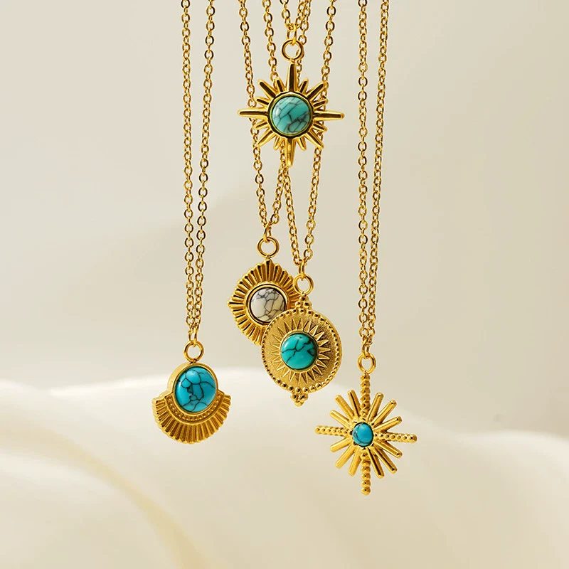 Retro 316L Stainless Steel And 316L Stainless Steel Necklace With Geometric Pendant And Electroplating Treatment For Women - Image 4