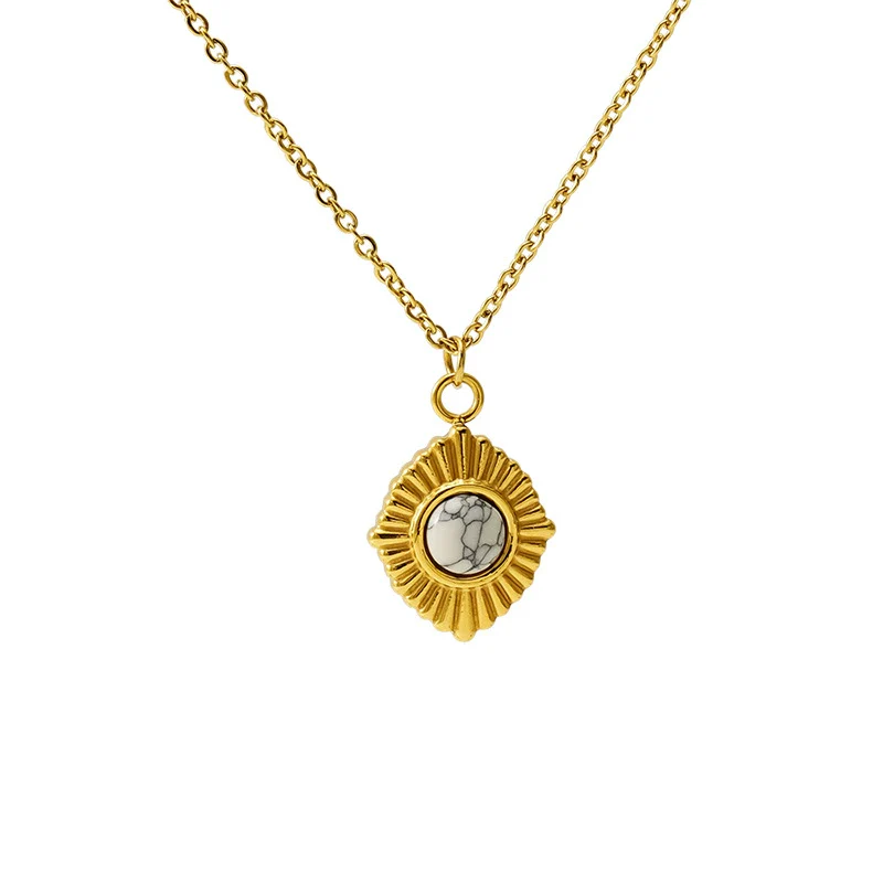 Retro 316L Stainless Steel And 316L Stainless Steel Necklace With Geometric Pendant And Electroplating Treatment For Women - Image 5