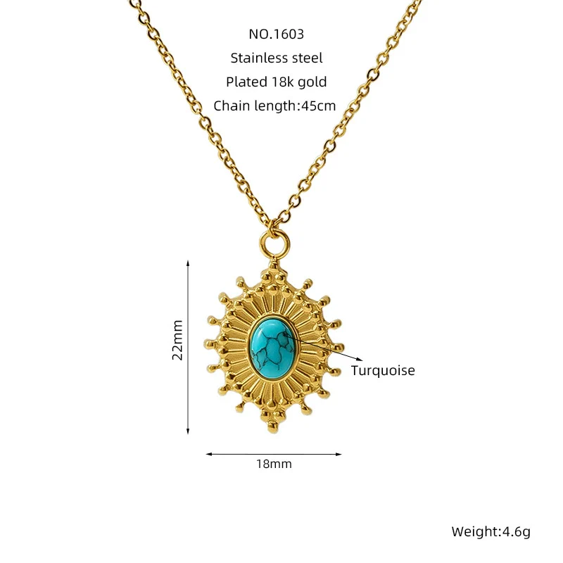 Retro 316L Stainless Steel And 316L Stainless Steel Necklace With Geometric Pendant And Electroplating Treatment For Women - Image 7