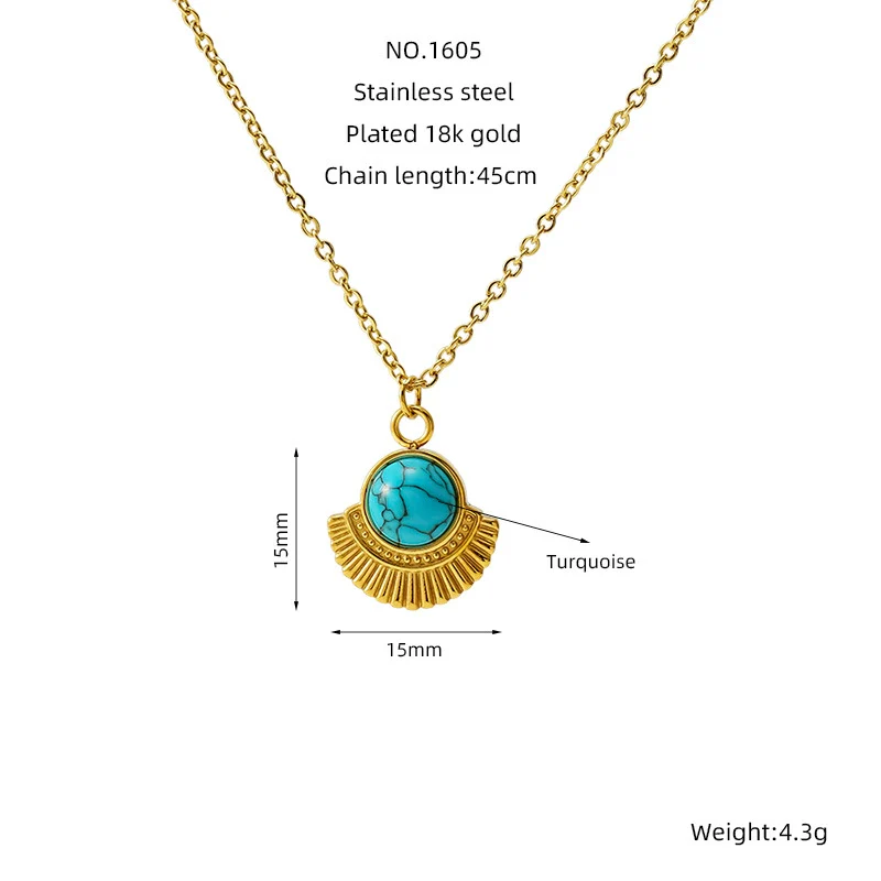 Retro 316L Stainless Steel And 316L Stainless Steel Necklace With Geometric Pendant And Electroplating Treatment For Women - Image 9