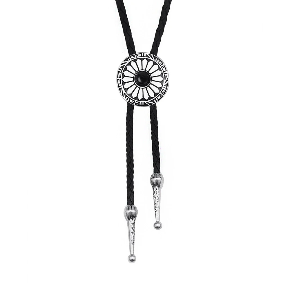 Retro Style Alloy Woolen Chain With Petal Gemstone Electroplated Bolo Tie For Men And Women - Image 6