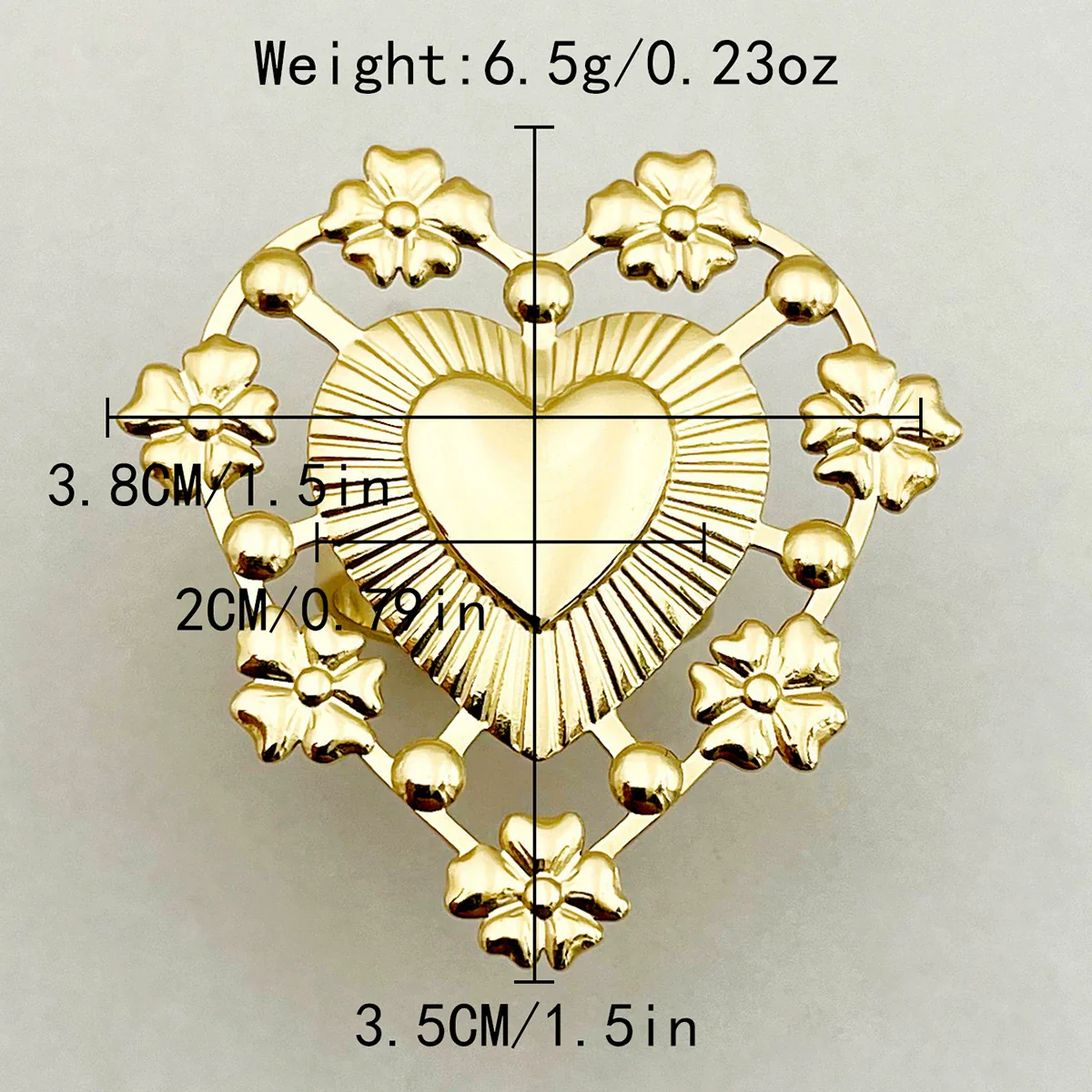 Retro Style Stainless Steel Love Flower Ring With Electroplating - Image 6