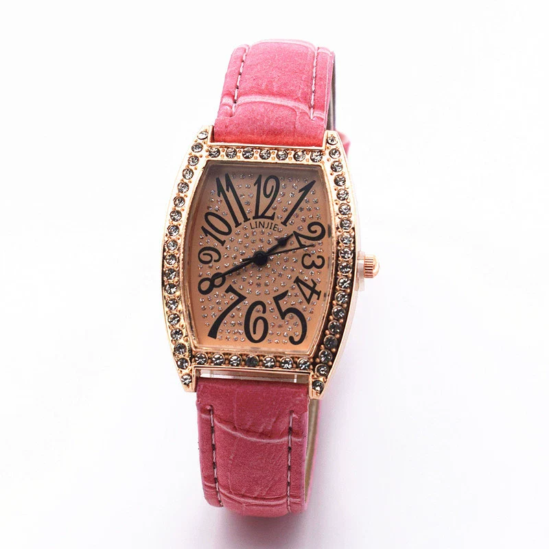 Retro Wine Barrel Rhinestone Quartz Watch With Bamboo Pattern Alloy Belt For Women - Image 12