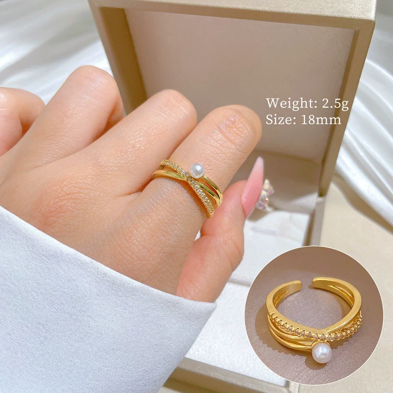 Ring Brass Pearl Diamond Cross Crown Cartoon Style Electroplating - Image 4