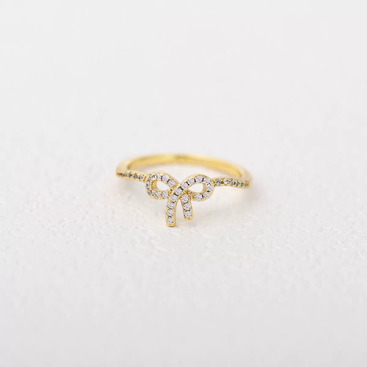 Ring Copper Bow Geometric Style Inlaid With Zircon Women's - Image 7