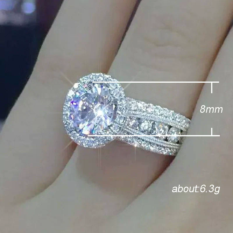 Ring Copper Geometric With Large Zirconium Diamond Women's Engagement - Image 5