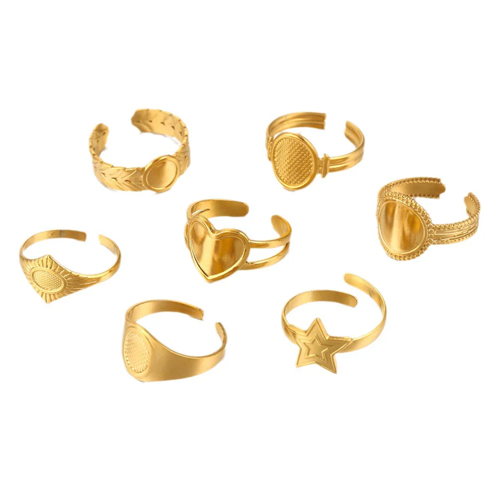Ring Holder Stainless Steel Round Titanium Steel 18K Gold Plated Electroplating Jewelry Blank Tray - Image 5