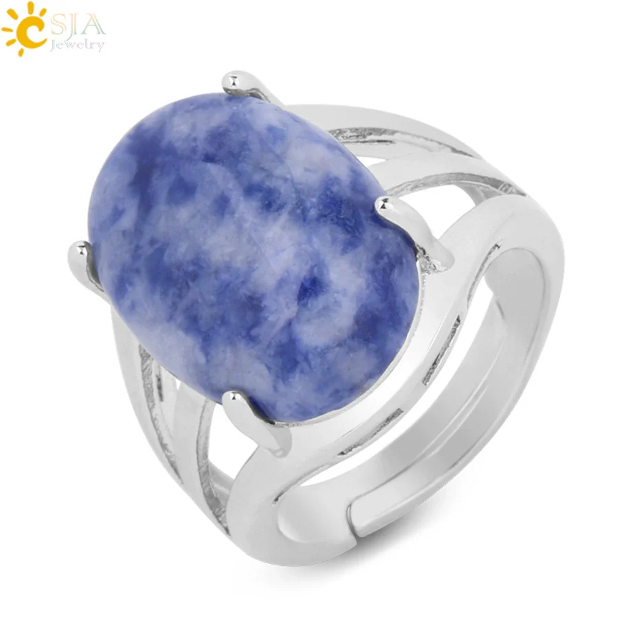 Ring Natural Stone Alloy Claw Inlaid Polished Casual Fashion Jewelry For Women