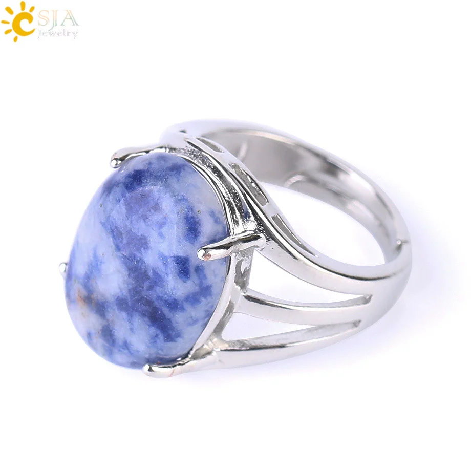Ring Natural Stone Alloy Claw Inlaid Polished Casual Fashion Jewelry For Women - Image 12