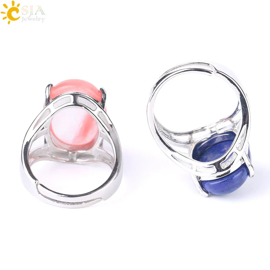 Ring Natural Stone Alloy Claw Inlaid Polished Casual Fashion Jewelry For Women - Image 3