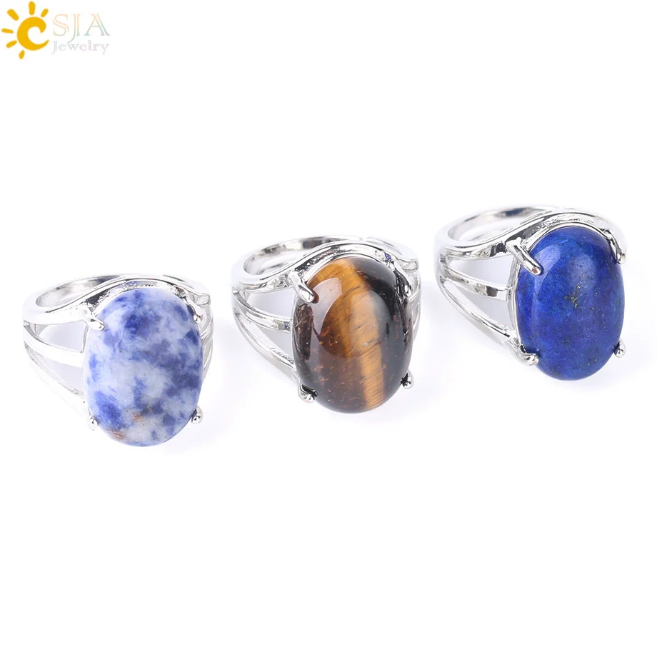 Ring Natural Stone Alloy Claw Inlaid Polished Casual Fashion Jewelry For Women - Image 5