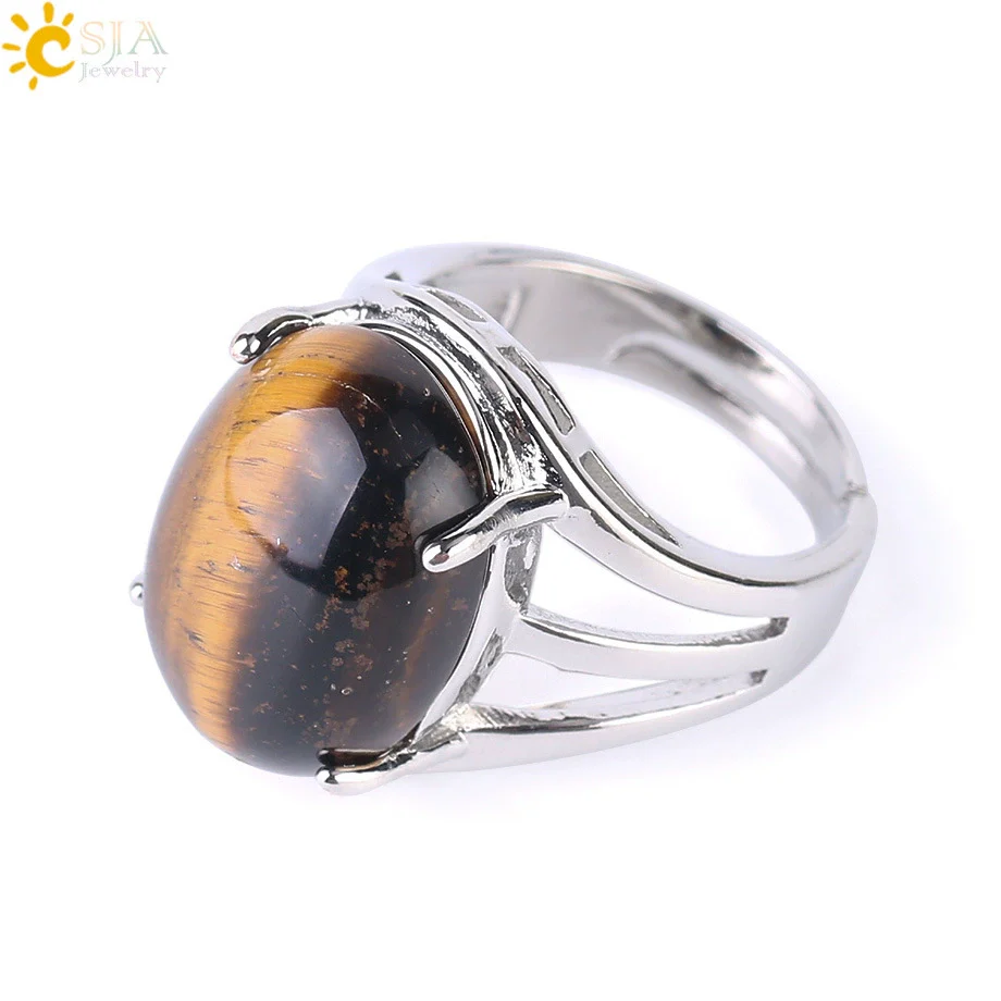 Ring Natural Stone Alloy Claw Inlaid Polished Casual Fashion Jewelry For Women - Image 7