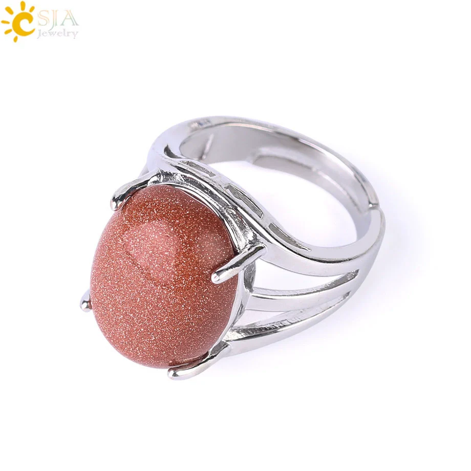 Ring Natural Stone Alloy Claw Inlaid Polished Casual Fashion Jewelry For Women - Image 9
