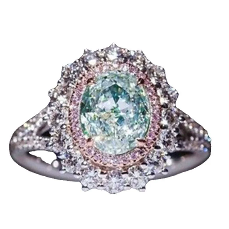 Ring Pink Crystal Diamond Metal Geometric Electroplating Women's Sweet Style Jewelry - Image 5