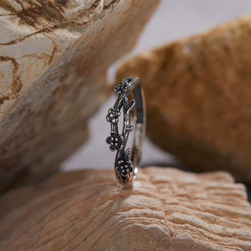 Ring S925 Silver Crystal Flower Set With Gems Unisex - Image 4