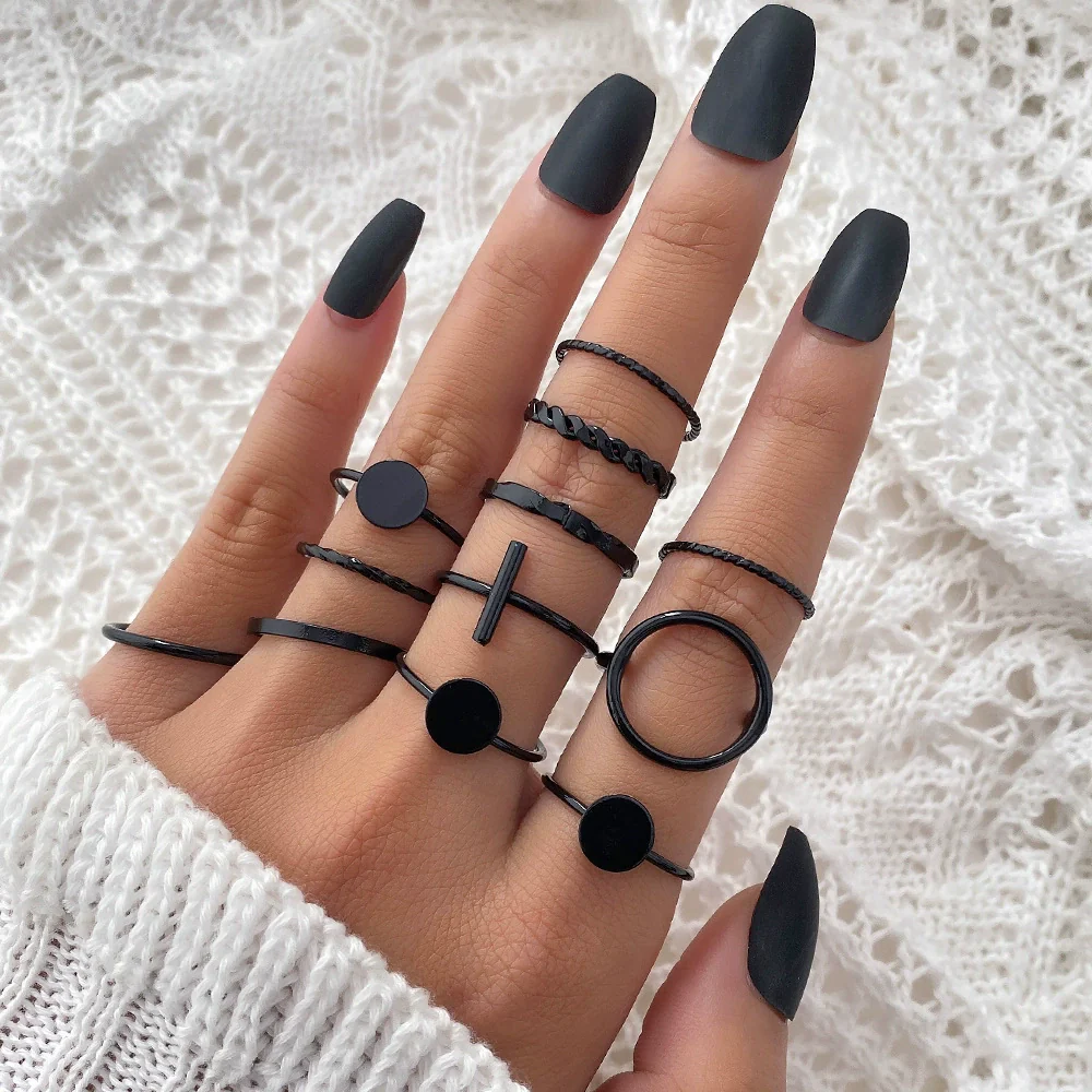 Ring Set Geometric Spiral Cross Alloy Electroplating Style Simple Unisex - Image 10