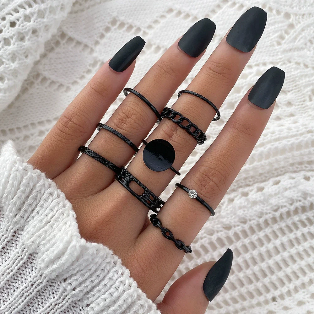 Ring Set Geometric Spiral Cross Alloy Electroplating Style Simple Unisex - Image 13