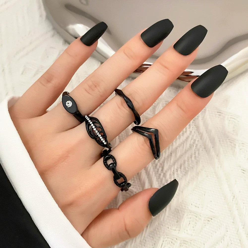 Ring Set Geometric Spiral Cross Alloy Electroplating Style Simple Unisex - Image 19