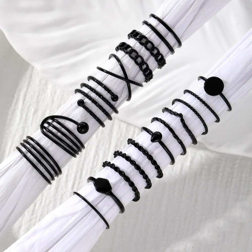 Ring Set Geometric Spiral Cross Alloy Electroplating Style Simple Unisex - Image 2