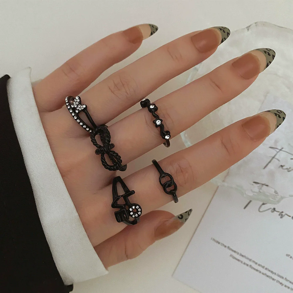 Ring Set Geometric Spiral Cross Alloy Electroplating Style Simple Unisex - Image 24