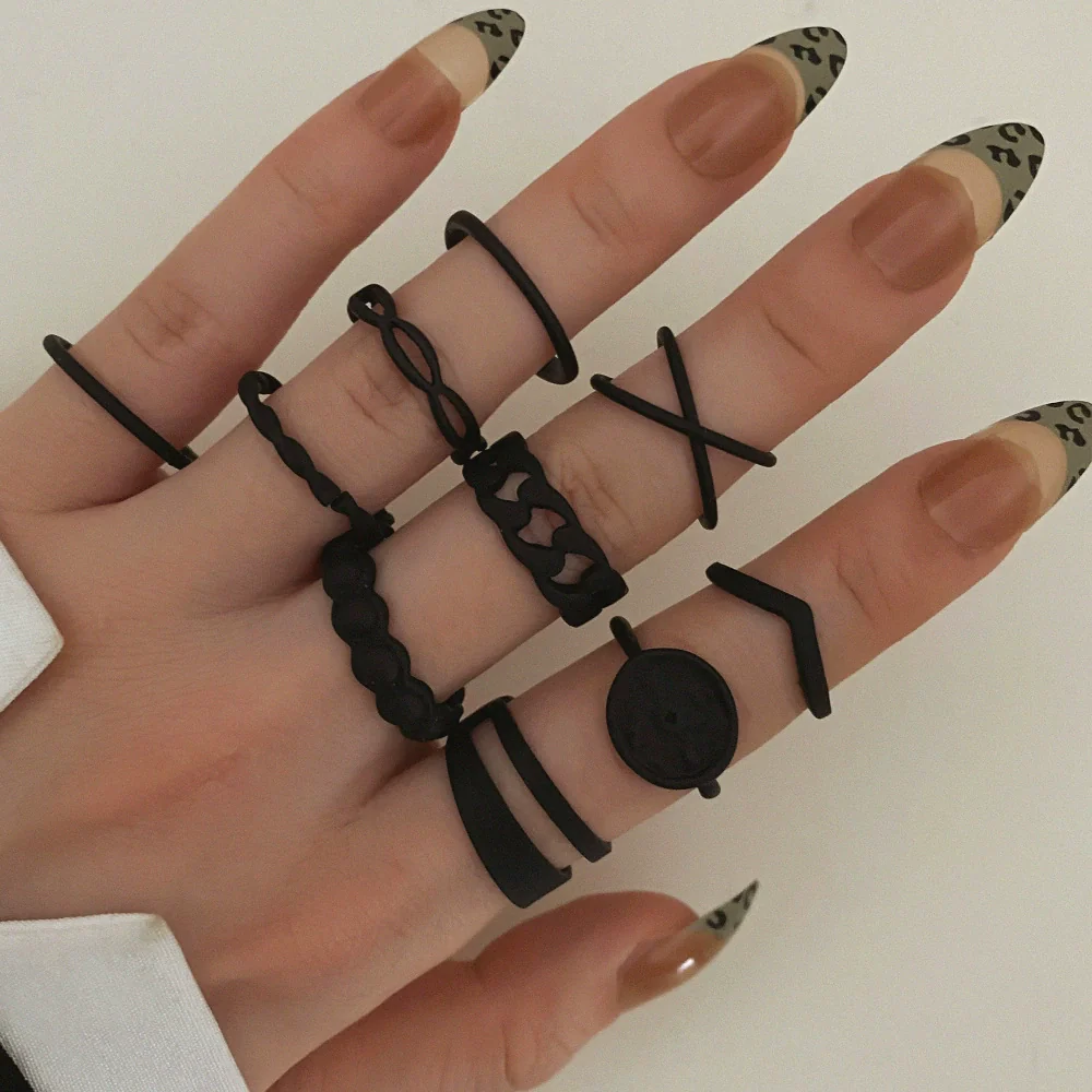 Ring Set Geometric Spiral Cross Alloy Electroplating Style Simple Unisex - Image 27