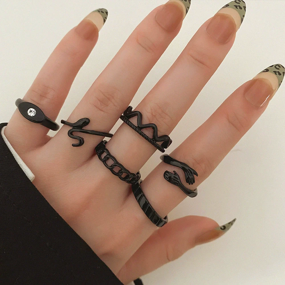 Ring Set Geometric Spiral Cross Alloy Electroplating Style Simple Unisex - Image 28